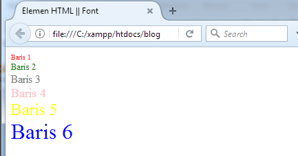 Contoh Penggunaan dan fungsi tag font di HTML - Zikri Tekno