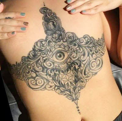 Chest tattoos for women under the chest