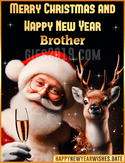 Christmas Happy New Year Santa Claus gif for Brother