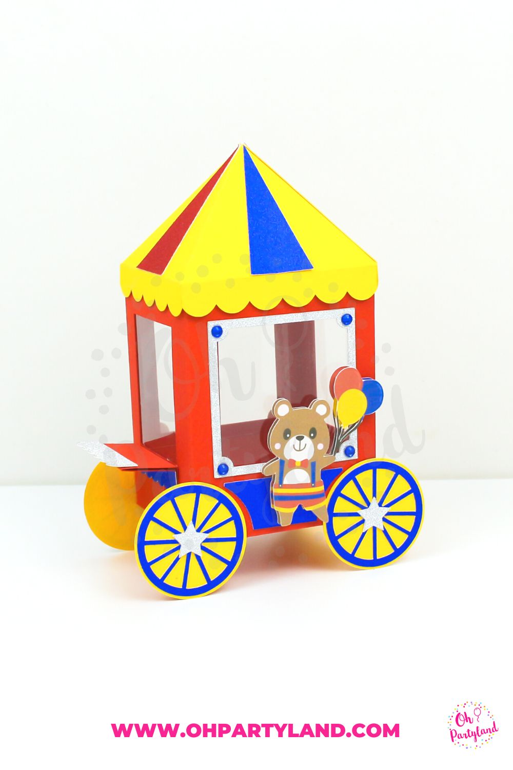 Circus cart box - popcorn box template - DIY paperbox tutorial - oh  partyland