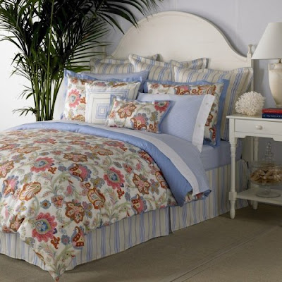 Blue Paisley Bedding on Blue And Khaki Awning Stripe Tommy Hilfiger Lacroix Comforter Set