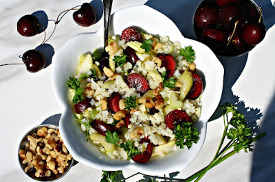 http://www.looneyforfood.com/cauliflower-cherry-and-walnut-salad/