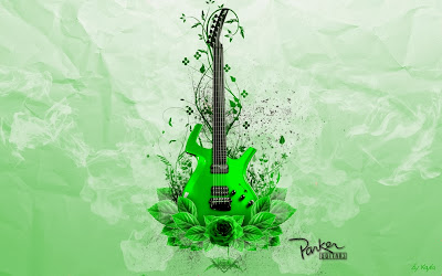 Green guitar music wallpaper