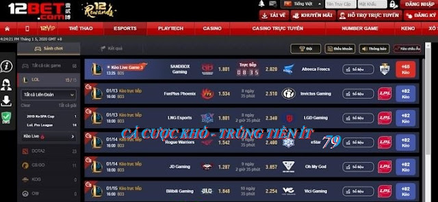 Betting game LMHT tại nhà dòng 12Bet