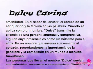 significado del nombre Dulce Carina