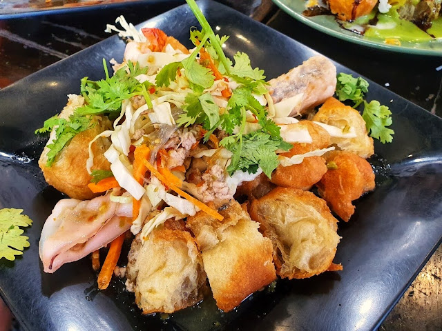 fusion pa tong go with a spicy Thai fish salad