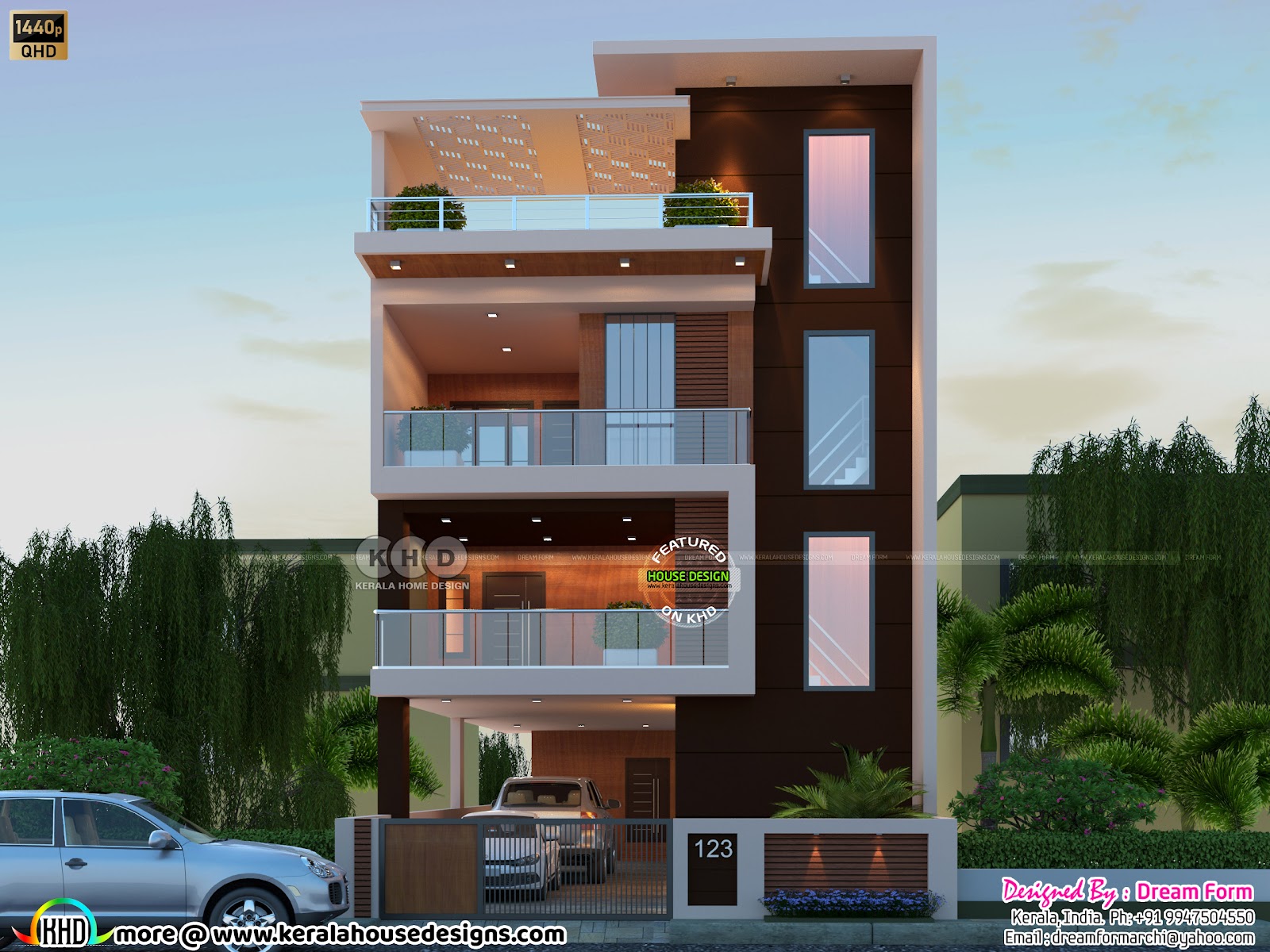 Contemporary Triplex House In Kerala A