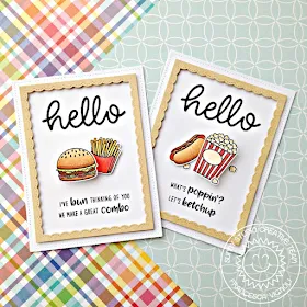 Sunny Studio Stamps: Fast Food Fun Fancy Frames Hello Punny Interactive cards by Franci Vignoli