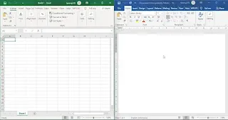 Menampilkan Word dan Excel Dalam 1 Layar Dengan Cara Drag