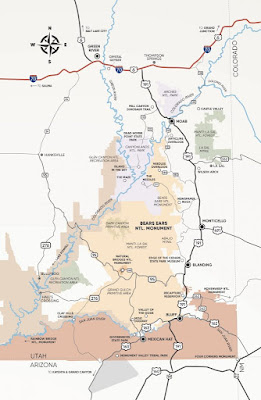 Mapa de los alrededores de Moab.