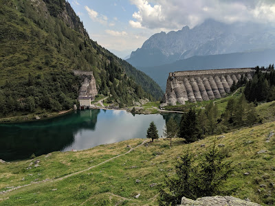 View of the Gleno Dam (La Diga del Gleno) which collapsed in 1923.