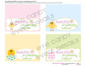 easter birthday toppers, little chick, birthday chick, goodie bag toppers