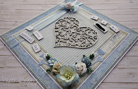 Shabby chic wedding card with chipboard heart