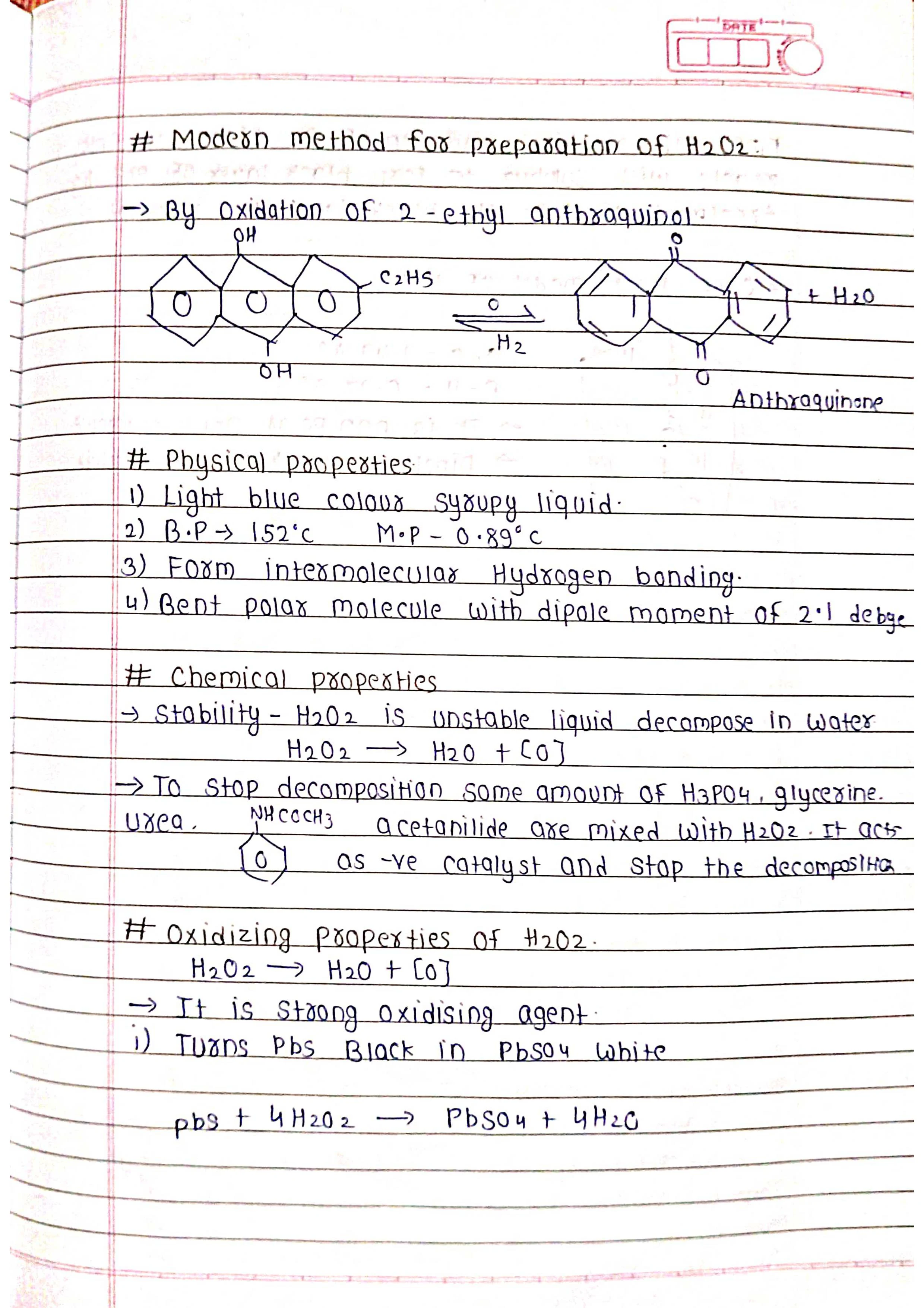 Hydrogen - Chemistry Short Notes 📚