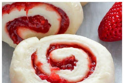 Strawberry Rolls with Vanilla Glaze