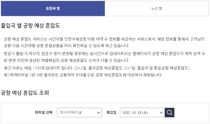 인천공항 출국장 실시간 혼잡도
