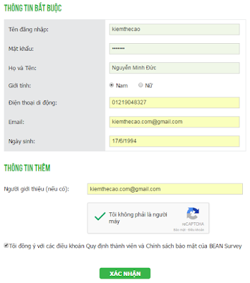 Bean survey, bean survey kiếm tiền, khảo sát kiếm tiền bean survey, beansurvey kiem tien, kiếm thẻ cào