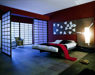 modern japanese bedroom with great lighthing