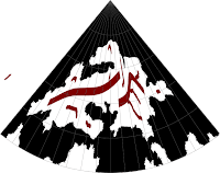 Feorad Isle, Calidar's northernmost land, mountain design, Lambert Conformal Conic Projection