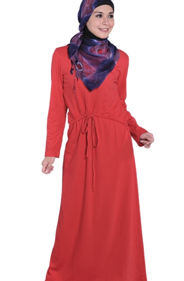 Gamis Kaos Actual Basic 4005 B - Merah - Baju Gamis Modern