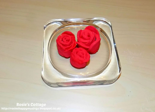 Crafting forever roses using air dry clay:  The cutters used to create the rose petal shape arrived as a set of three and can make three different sizes of roses.