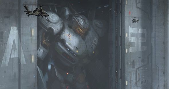 Hugo Martin illustrations conceptual arts movies games fantasy science fiction Pacific Rim conceptual arts - Gipsy Danger