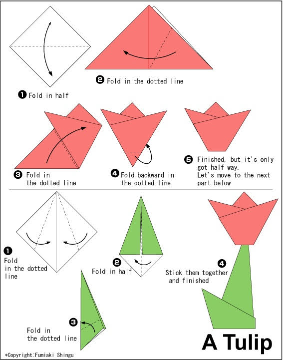 ටියුලිප් මලක් හදමු (Origami Tulip) - Your Choice Way