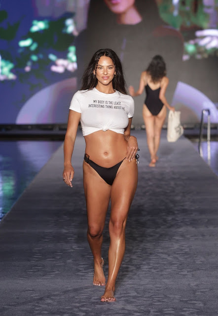 Christen Harper sexy bikini boobs at Sports Illustrated Swimsuit Runway Show in Miami Beach