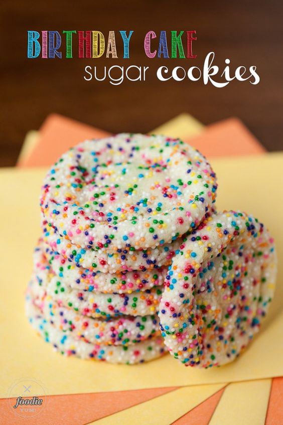 These birthday cake sugar cookies are a colorful addition to any birthday celebration and a nice change of pace from the traditional birthday cake. Just look at all those sprinkles! As an added bonus, you don’t even need to chill or roll the dough so they are super easy to make even if you hate spending time in the kitchen. Visit Self Proclaimed Foodie for the recipe. These birthday cake sugar cookies are a colorful addition to any birthday celebration and a nice change of pace from the traditional birthday cake. Just look at all those sprinkles! As an added bonus, you don’t even need to chill or roll the dough so they are super easy to make even if you hate spending time in the kitchen. Visit Self Proclaimed Foodie for the recipe.