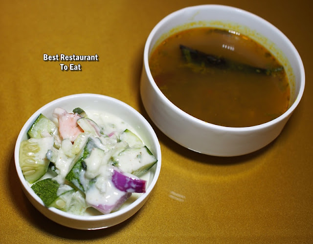 Royal Darbar Restaurant Buffet Rasam and Raita