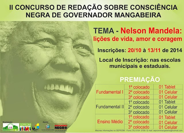 II Concurso de Redação sobre Consciência Negra de Governador Mangabeira