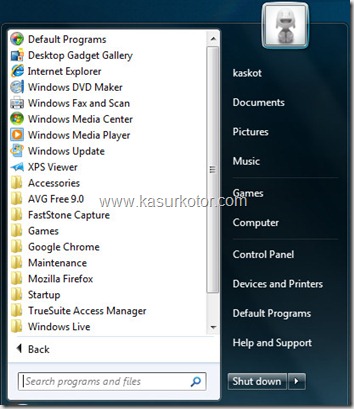 Windows 7 Start Menu