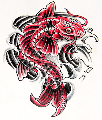 Japanese Red Koi fish Tattoo Design