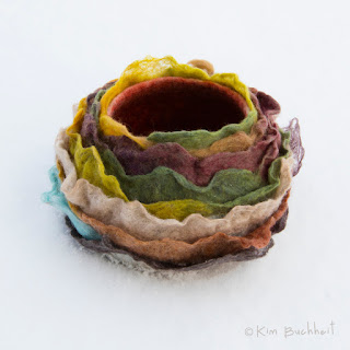 Embellished wet-felted bowl.