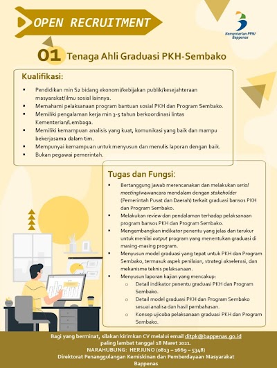 Lowongan Tenaga Ahli Graduasi PKH-Sembako