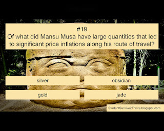 Of what did Mansu Musa have large quantities that led to significant price inflations along his route of travel? Answer choices include: silver, obsidian, gold, jade