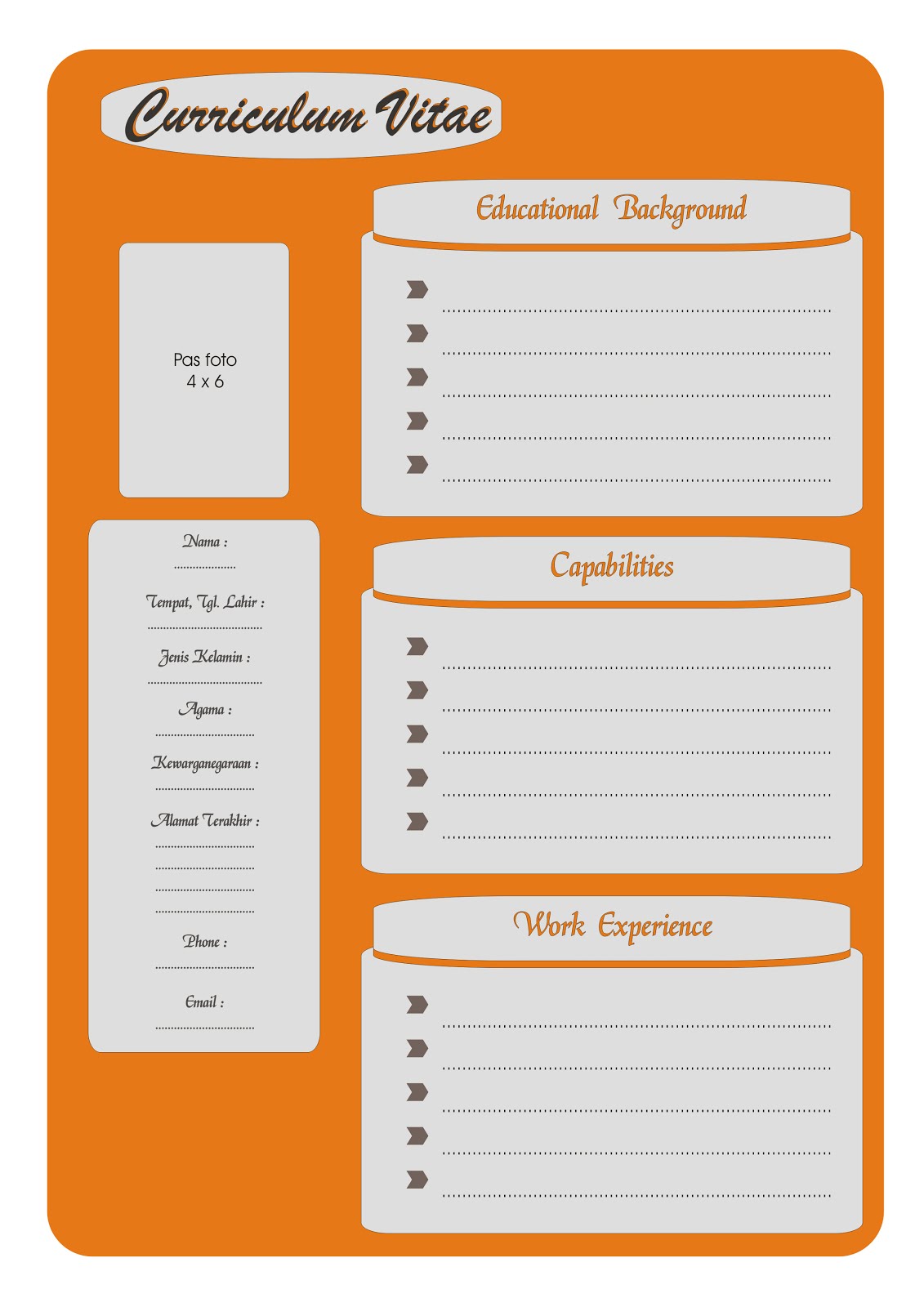 Contoh Curriculum Vitae Modern ~ Cakung Sederhana