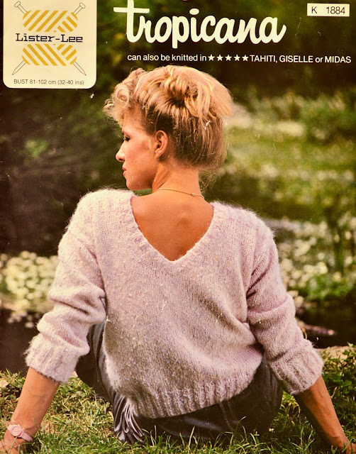 Vintage 1980s Knitting Pattern - Lister Lee Pattern 1884  Ladies' Reversible V-Neck Sweater 