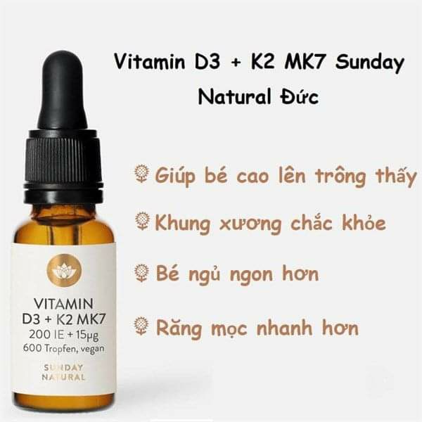 Siro bổ sung vitamin Sunday Natural Vitamin D3 + K2 MK7 20ml