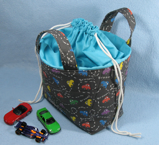 Fabric Basket with Enclosed Drawstring Top ~ Threading My Way