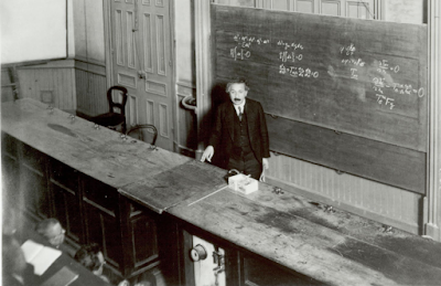 Einstein lecturing on relativity at the Tokyo Imperial University