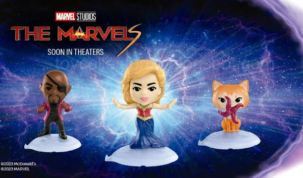 Marvels McDonalds Happy Meal Toys 2023 Nick Fury, Princess Carol and Marvel's Goose Figures