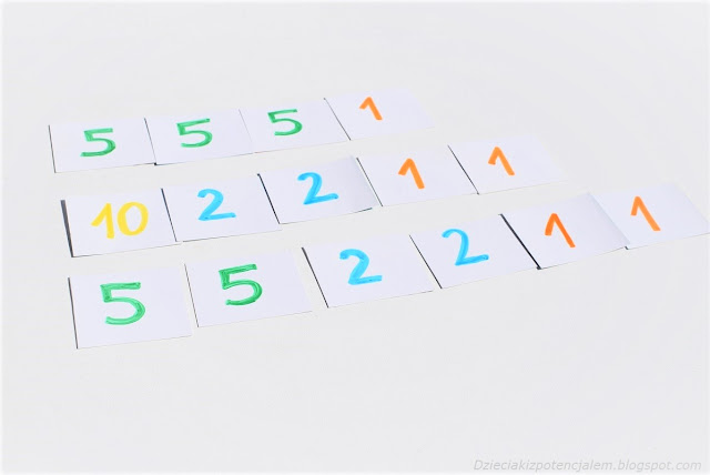 gra matematyczna polegająca na dobraniu odpowiednich kart z liczbami
