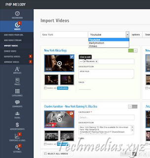 php melody import youtube videos