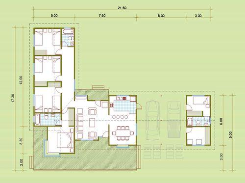 planos de casas de madera. Plano con Cochera