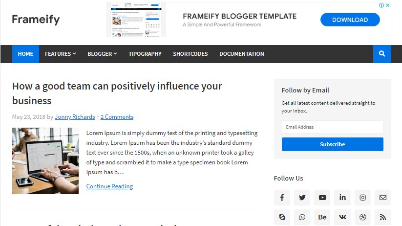 Frameify Blogger Template