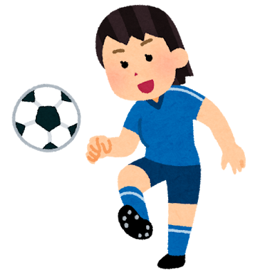 パスをするサッカー選手のイラスト（女性）