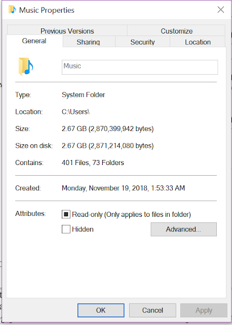 Windows 10 'Music' folder- 401 files. (I'm a music addict)