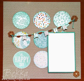 Sale-a-Bration Scrapbook Page featuring lots of the 2014 Free Sale-a-Bration Products along with Starburst Sayings - click here for more info