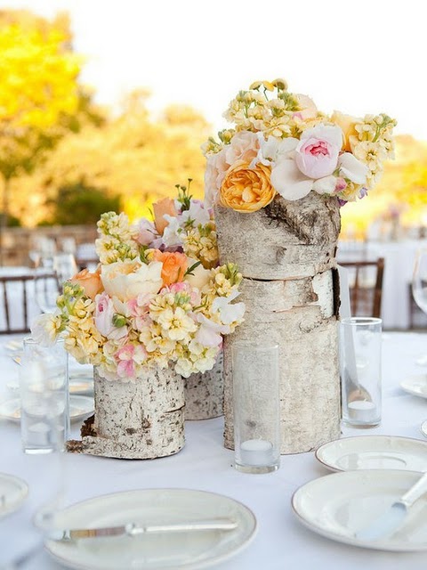 Adding nature is a cheap and easy touch to your wedding These birch vases